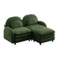 thumbnail image 6 of Modular 2-Seater Cloud Sofa with Movable Ottoman & Double-Layer Cushion! Teddy Fabric Loveseat with Curved Backrest & Lumbar Pillows for Living Room, 6 of 14