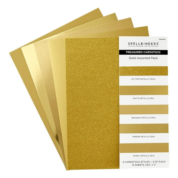 Spellbinders Treasured Cardstock 8.5"X11" 15/Pkg-Gold