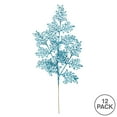 thumbnail image 3 of Vickerman 22" Turquoise Glitter Lace Holly Leaf Artificial Christmas Spray. Includes 12 sprays per pack., 3 of 3