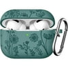 Comvin Flower Engraved Case for AirPods Pro Case 2nd 1st Generation Case/AirPod Pro Case Cover, Cute Soft Silicone Skin Full Protective Cover for Apple Airpods Pro 2 Case, PineGreen