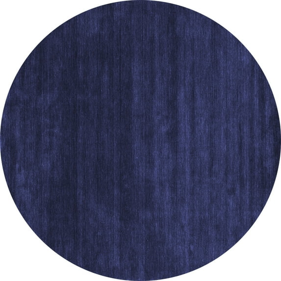 Ahgly Company Machine Washable Indoor Round Abstract Blue Contemporary Area Rugs, 3' Round