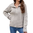 thumbnail image 2 of Loritta Womens Sweaters Pullover Quarter Zip Long Sleeve Knitted Casual Chunky Slouchy Warm Sweaters, 2 of 6