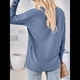 thumbnail image 4 of Blusas de Verano para Mujer con Mangas 3/4, Cuello en V, Mangas Abullonadas, Estilo Casual, con Textura Fruncida. Azul 4XL, 4 of 8