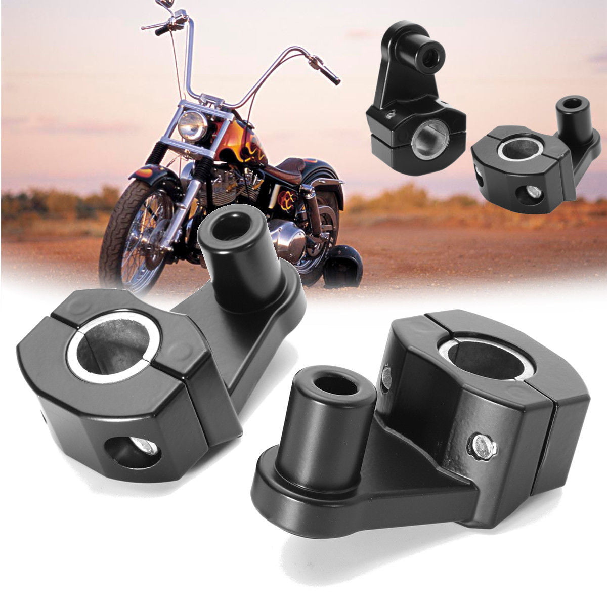 Motorcycle HandleBar Handle Fat Bar Mount Clamps Riser Universal 7/8'' 22mm-28mm