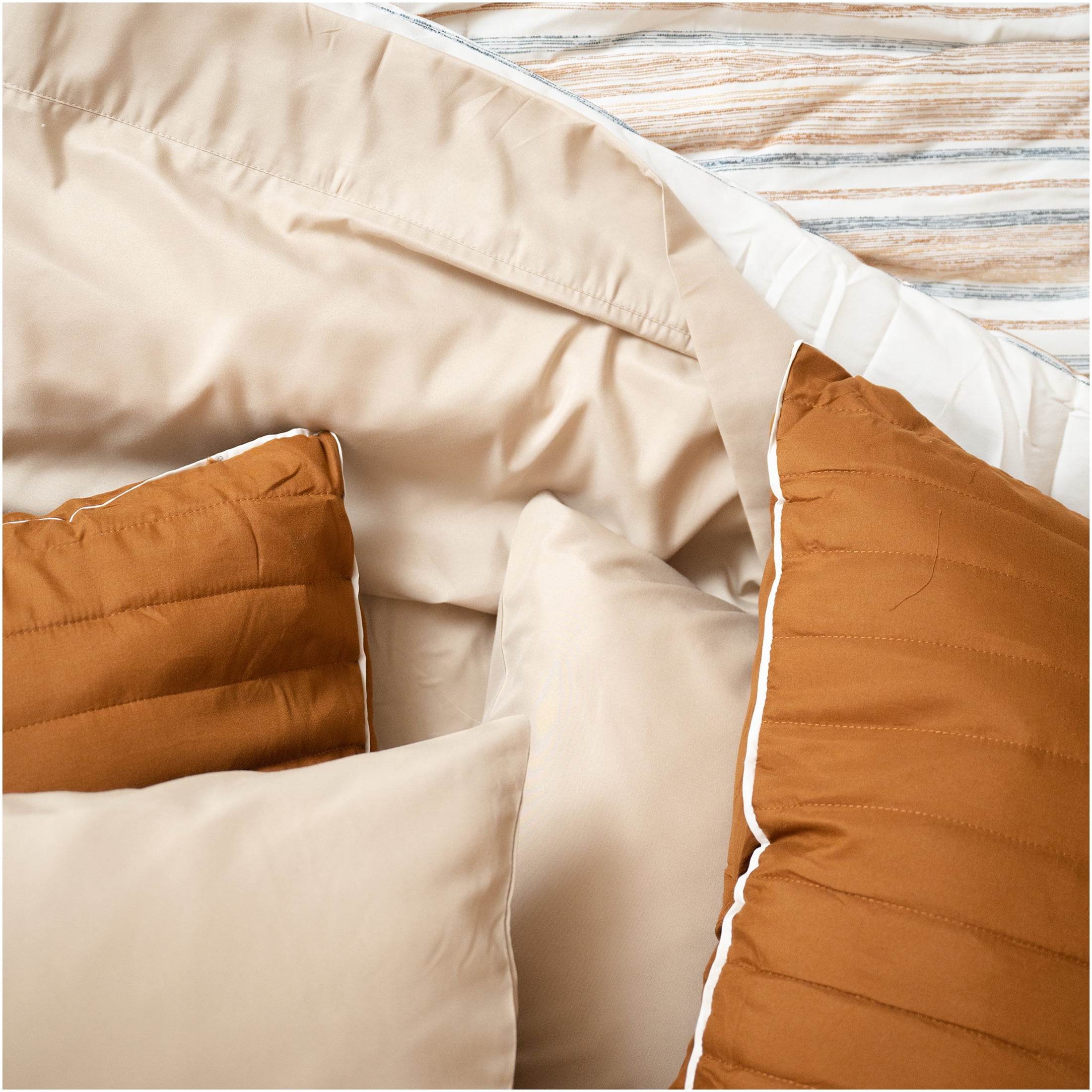 JERFIT Split King Sheet Set 5PC - Bamboo Derived Rayon Bed Sheets - Hypoallergenic, Cooling & Breathable for All Seasons, Deep Pocket Fitted Sheet, Khaki