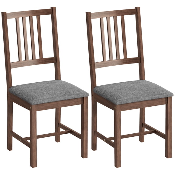 Dining Chairs Set of 2, Upholstered Kitchen Chairs Rubberwood Legs, Padded Seat, Walnut Finish, Mid-Century Modern Dining Room Chairs for Home & Kitchen