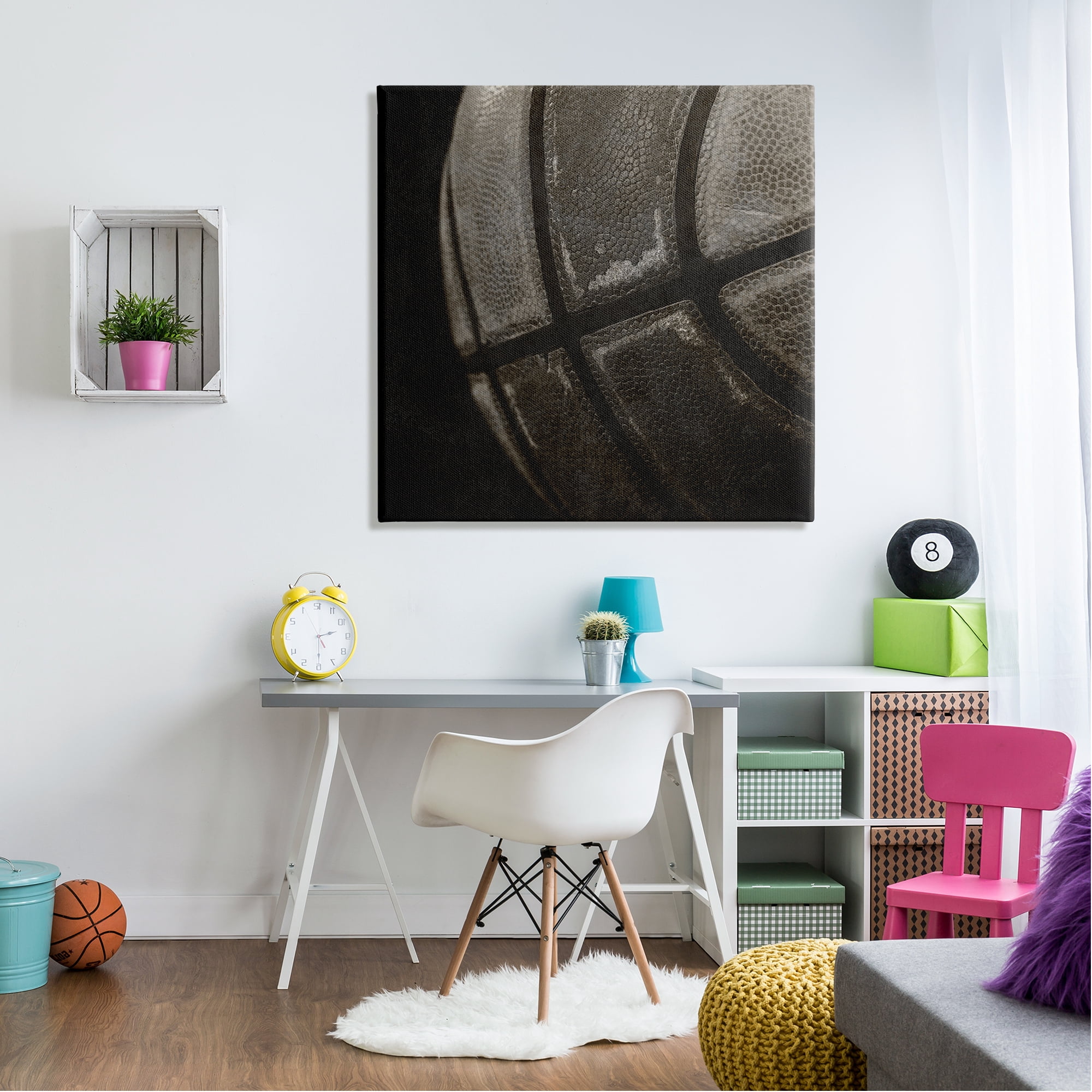 Stupell Industries Dark Basketball Photography Sports Photography Gallery Wrapped Canvas Art Print Wall Art, 36 x 36