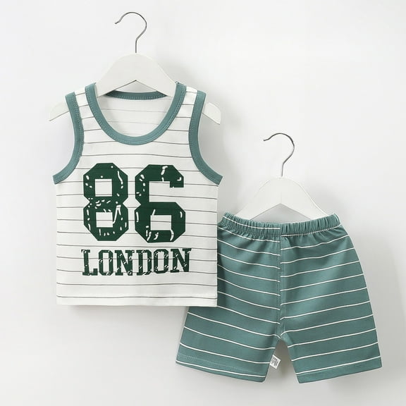 hengsof Boys Baby Summer Clothing Set, Toddler Cute Printed Sleeveless Round Neck Vest Top Shorts Casual Two Piece Set