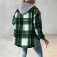 thumbnail image 5 of Otntypg Flannel Plaid Hoodies for Women Fall Winter Casual Long Sleeve Button up Sherpa Fleece Lined Drawstring Hooded Outwear Coat Trendy 2025 Thick Warm Shacket Jackets D-Green L, 5 of 7