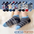 thumbnail image 5 of 9 Pairs Baby Boys Grips Ankle Socks Kids Toddlers Infants Anti Slip Non Skid Funny Cartoon Crew Breathable Cotton Socks, 5 of 5