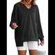 thumbnail image 2 of Sudaderas Oversize para Mujer, Camisetas de Larga con Cuello en V, Jersey Holgado, Atuendo de Otoño 2025. Negro S, 2 of 7