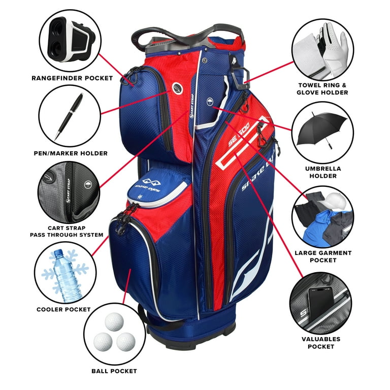 Snake Eyes Golf SE500 Ultra Premium 14 Way Divider Cart Bag Red