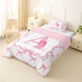 thumbnail image 2 of Erosebridal Cute Coquette Bowknot Twin Comforter Sets,Girls Pink A Alphabet Letter Bedding Set For Kids,Reversible pink,2-Piece, 2 of 7