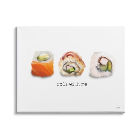 Stupell Industries Roll With Me Funny Phrase Maki Sushi Pun Paintings Gallery-Wrapped Canvas Print Wall Art, 40x30, by House Fenway