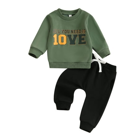 

Lesimsam Baby Boys Pants Set 0M 3M 6M 9M 12M 18M 2T 3T Long Sleeve Crew Neck Letters Print Sweatshirt with Elastic Waist Sweatpants Infant Clothes