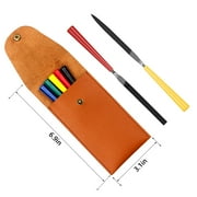 5pcs Mini Needle File Set with Synthetic Leather Case, Includes Flat, Square, Triangular, Round, and Half-Round File for Metal, Jewelry, Plastic, Ceramic and Other Precision Works