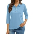 thumbnail image 3 of Garbnen Polo Shirt Women 3/4 Sleeve Tops for Women Collared V Neck Half Sleeve Work Tops for Women, 3 of 6
