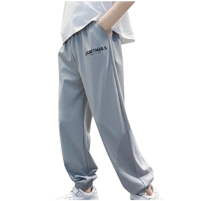 Odeerbi 4-13 Años Niños Hielo Seda Pantalones de Verano Workout Deportes Atlético Jogger Pantalones Cintura Elástica Suelta Joggers