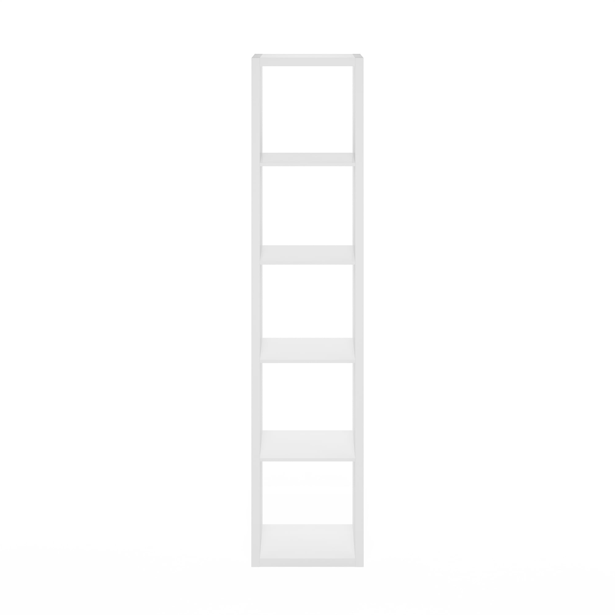 Furinno CUBICLE Book Shelf, 5-Cube Vertical Thick Frame Bookshelf, Horizontally & Vertically Reversible Bookcase with Open Back, 14.6 x 15.9 x 72, for Living Room, Bedroom, Home Office, White