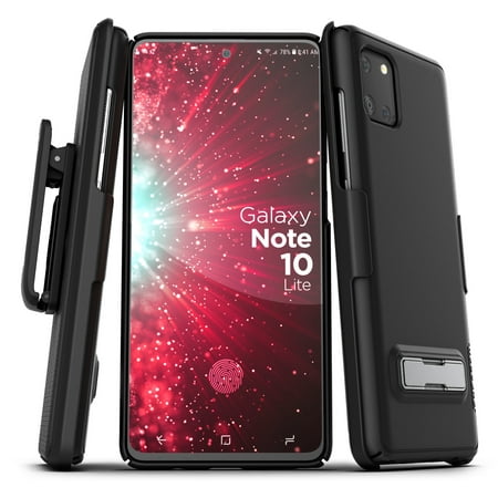 Encased Note 10 Lite Belt Case with Kickstand (Slimline) Ultra Thin Cover with Holster Clip for Samsung Galaxy Note 10 Lite - Black