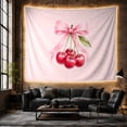 thumbnail image 6 of Pink Ribbon and Cherry Illustration Tapestry, 6 of 7