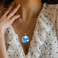 thumbnail image 3 of Flag of Israel Glass Design Circle Pendant Necklace - Stylish Jewelry for Women, 3 of 5