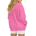 thumbnail image 4 of PMVFHDE Women's Casual Solid Color Pullover Hoodie Sweatshirt Jacket for Everyday Wear Hot Pink，XL, 4 of 4