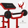 thumbnail image 5 of Soozier Adjustable Preacher Curl Bench, 265 LBS Seated Arm Isolated Barbell Dumbbell Bicep Station, Red, 5 of 9