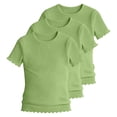 thumbnail image 1 of KyCheLot 3 Pack Ribbed Knit Tops for Girls Crew Neck Solid Color Short Sleeve T-Shirts Trendy Ruffle Trim T-Shirts, 1 of 7