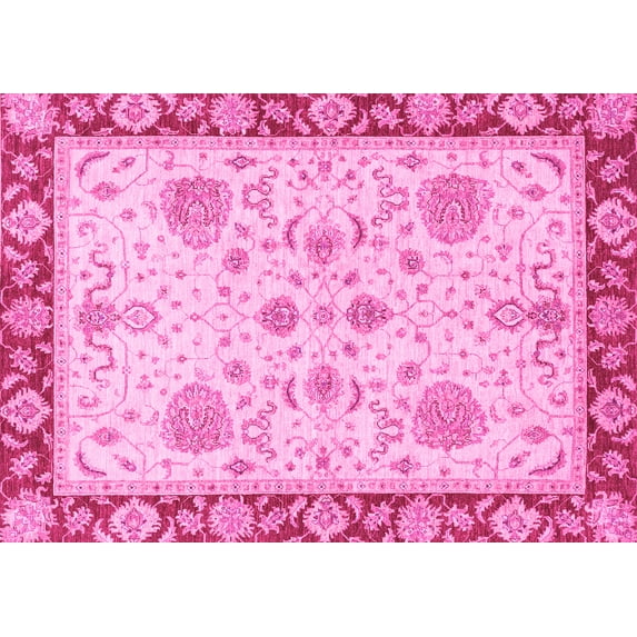 Ahgly Company Indoor Rectangle Oriental Pink Traditional Area Rugs, 8' x 10'