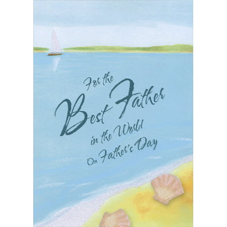 Designer Greetings Small Sailboat, Blue Lake and Two Shells Father's Day Card for