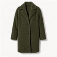 thumbnail image 4 of DeHolifer Women's Coat Plus Size Fleece Lapel Button Down Solid Color Mid-Length Winter Warm Outwear Army Green, 4 of 5
