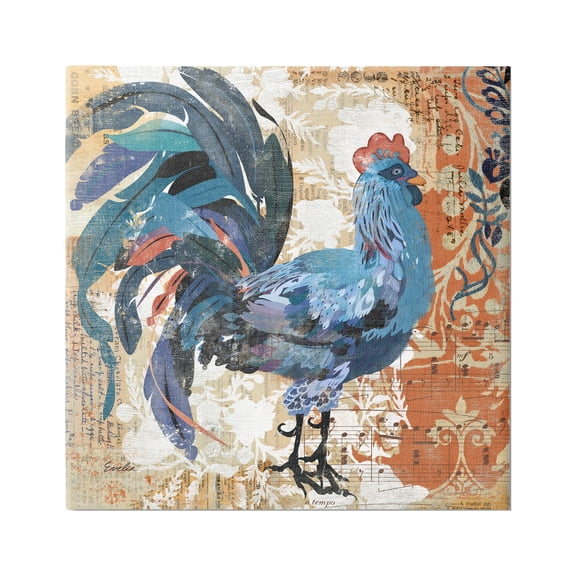 Stupell Vintage Rooster Floral Collage Animals & Insects Painting Gallery Wrapped Canvas Print Wall Art