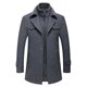 thumbnail image 1 of Abrigo largo de solapa de color sólido cálido de invierno grueso para hombre Abrigo de doble uso con botones y cremallera, 1 of 5