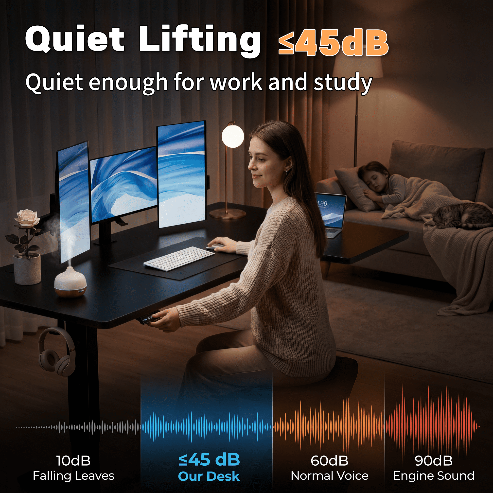 Bashaw 71 Inch Electric L Shaped Standing Desk, Height Adjustable Standing Corner Desk with 3 Memory Presets, Ergonomic Workstation Office Desk for Home/Office