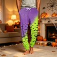 thumbnail image 2 of Hsovts Pajama Pants Men Funny Bat Graphic Ultra Lightweight Drawstring Stretch Pants 2026 New Fashion Comfy Relaxed Trousers with Pockets Purple M, 2 of 7