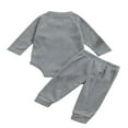 thumbnail image 3 of EIMELI Newborn Infant Baby Ribbed Pajamas Set Long Sleeve Ranibown Romper Pants Autumn Outfits Clothes Light Coffee 12-18 Month, 3 of 6
