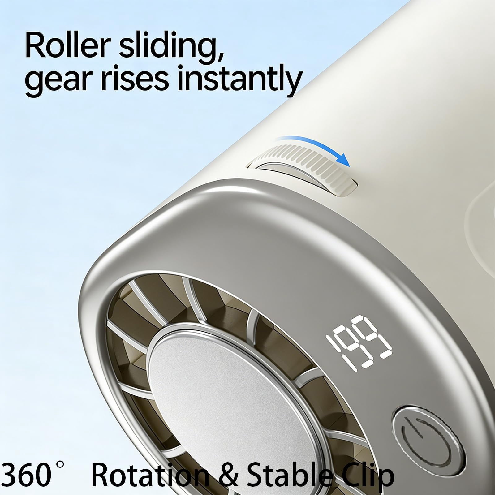Car Clip on Air Conditioner Fan with LED Display, Quiet Rechargeable Clip Fan, 360° Rotation Adjustable 199 Speeds, Portable Cooling System for Car Seat Office Camping