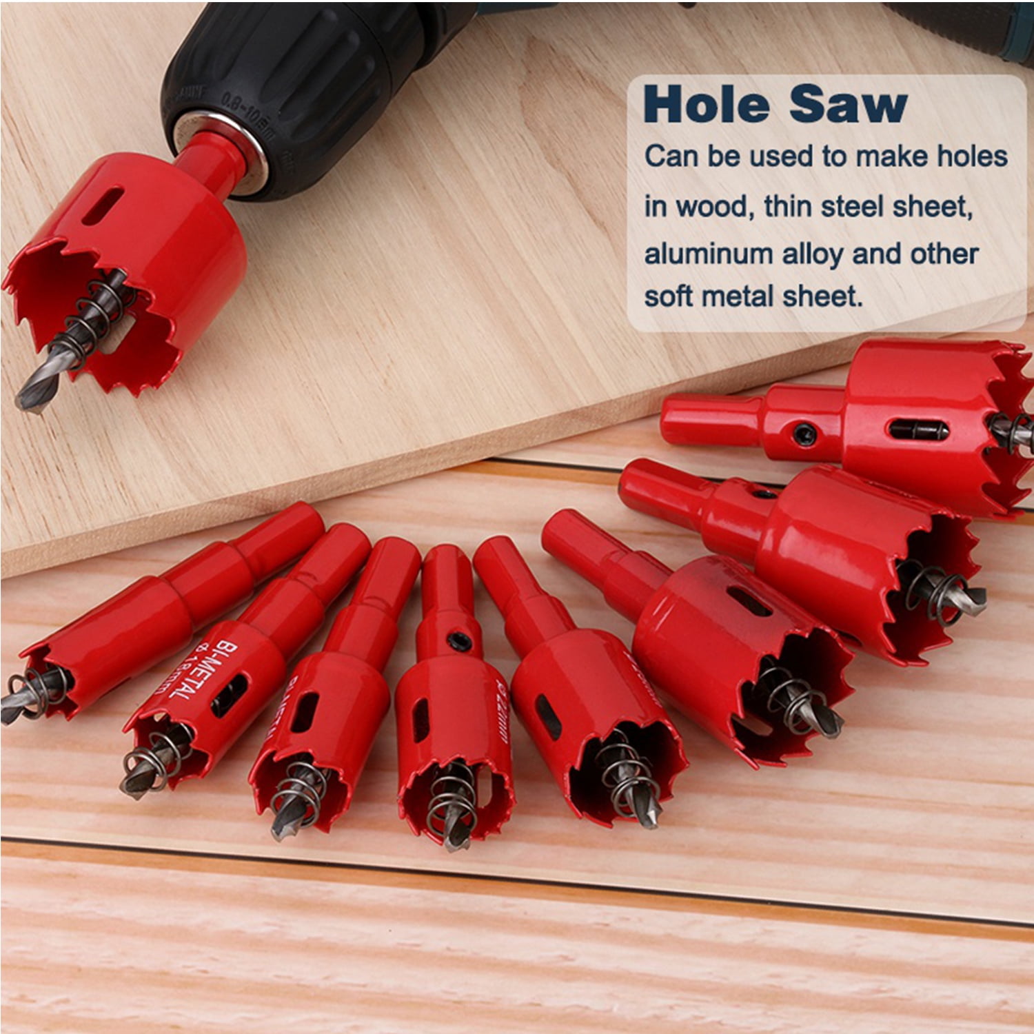 Bi-Metal Hole Saw Kit,Hakkin 9PCS High Speed Steel 5/8