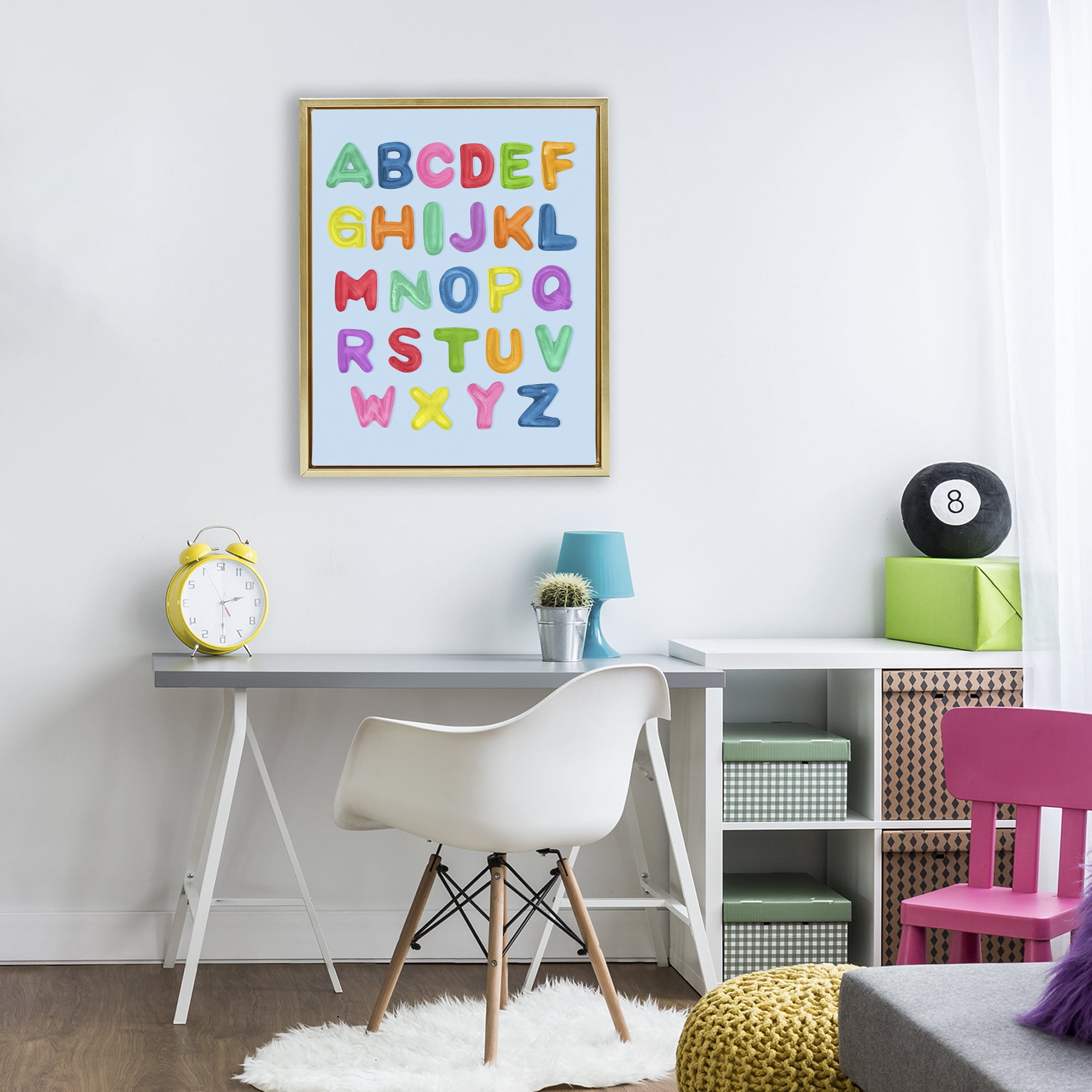 Stupell Industries Gummy Candy Alphabet Gold Framed Floater Canvas Wall Art, design by LISH Creative