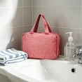 thumbnail image 4 of Four Fold Dry Wet Separation Hanging Toiletry Bag, Portable Makeup and Cosmetic Storage with Waterproof Polyester for Beach Travel and Gym, Organizer for Swimsuits Towels and Sunscreen, 27x8cm, 4 of 6