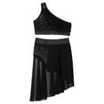 thumbnail image 3 of Alvivi Kids Girls 2 Piece Lyrical Dance Costume Modern Contemporary Dance Crop Top and Skirt Outfits Black 8, 3 of 5