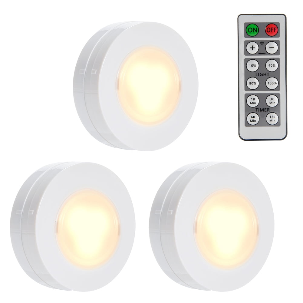 Wireless LED Puck Lights Closet Under Cabinet Lighting With Remote Control lot 