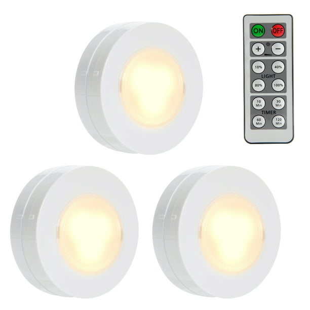 3 Pack Led Puck Light Wireless Battery, Battery Powered Display Cabinet Lighting