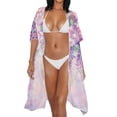 thumbnail image 4 of SCRAWLGOD Hummingbird Cherry Blossom Print Kimono Swimsuit Coverup Dragonfly Print Flowy Quick Dry Beach Cover Up Soft Breathable Bathing Suit Cover Up for Women, 4 of 6