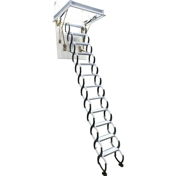 Attic Pull Down Ceiling Ladder Folding Loft Stairs Carbon Steel Black-White