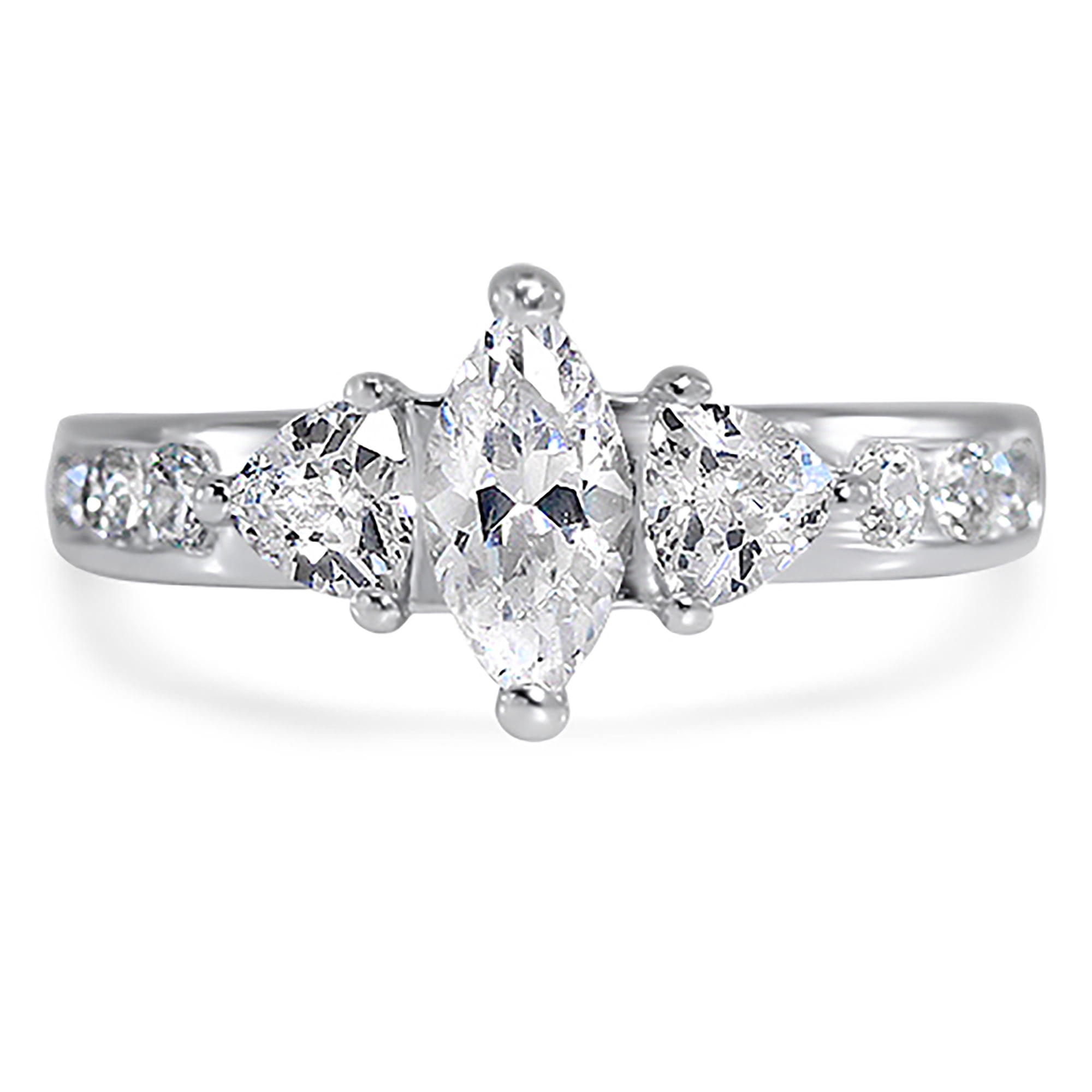LaRaso & Co Sterling Silver Marquise Cut Simulated Diamond Engagement Ring for Women Size 7