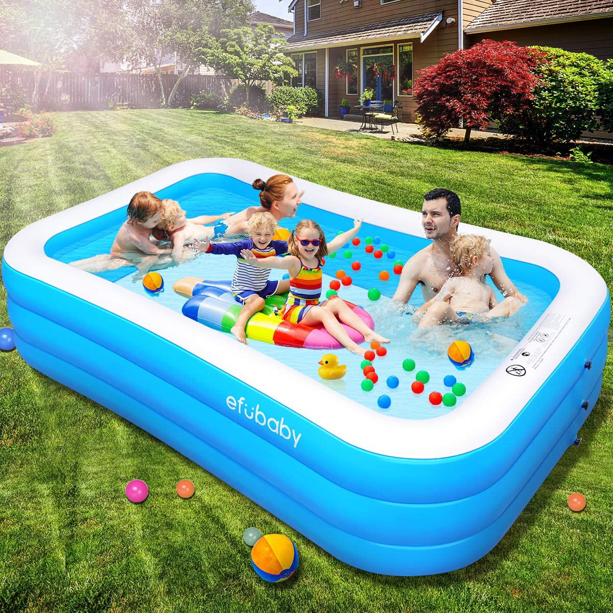 Inflatable Swimming Pools for Kids and Adults,120 X 72 X 20 Family Blow Up Pool for Kiddie,Adult Infant Garden Toddlers for Ages 3+,Above Ground Pool for Outdoor Backyard Summer Water Party