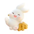 thumbnail image 1 of Acostado sobre una pila de monedas de oro 2023 Año de la mascota del conejo Año nuevo Muñeca de conejo Muñeca de resina Linda muñeca de conejito Regalo de fiesta anual ANGGREK  Otros, 1 of 8