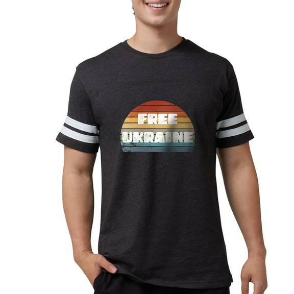 CafePress - Free Ukraine Men's Football T Shirt - Mens Football Shirt